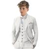 Leader of the Beauty Completo in lino da 3 pezzi per ragazzo Peak Label Slim Fit Set monopetto smoking sposo matrimonio, bianco, 14 Anni
