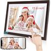 Tibuta Cornice digitale WLAN da 15,6 pollici, 1366 x 768 IPS touch screen, cornice digitale, noce 32G, condividere foto o video tramite l'app Uhale