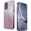 WBWONE Glitter Cover per Motorola Moto G62, Bordo Elettroplaccato, Custodia Morbida con Adesivi Scintillio, Anti-Graffio Case - Rosa