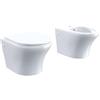 Parama Sanitari in Ceramica Sospesi Vaso Bidet Rimless Bianco Lucido Sedile Soft-close Chiusura Rallentata Mod. Nassau