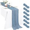 Pesonlook 6 runner da tavola in garza boho da 3 m, colore blu polvere, 55 x 300 cm, rustico, romantico, per matrimoni, feste, addio al nubilato, festa del Ringraziamento, decorazione natalizia