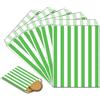 POPOYU 100 Mini Sacchetti di Carta a Righe Verdi 12,7 x 17,8 cm per Dolci, Pane, Panini, Bomboniere, Snack - per Compleanni, Natale, Matrimoni e Feste