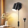 Dehobo Lampada da Parete con Presa Interruttore - GU10 Applique Camera da Letto Regolabili in Alluminio - Lampada da Muro Interno per Sala Lettura Armadio Cucina Scrivania Quadro - Senza Lampadina