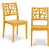 REDÒKASA Set 2 sedie in polipropilene TETI, impilabile, resistente ai raggi UV, design moderno, ideale per sala da pranzo, cucina, sala d'attesa, bar, ristoranti o giardino (2, Giallo Ocra)