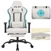 WOLTU Sedia Gaming con Massaggiatore, Poltrona Ufficio Ergonomica, Sedia da Scrivania reclinabile, Poggiatesta, Supporto Lombare, 150 kg, Tessuto tecnologico, Blu+Bianco