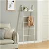 [en.casa] Scaffale da Terra a Forma di Scaletta con Pioli e Ripiano con Bordi Rialzati Porta Asciugamani Portasalviette da Appoggio a Muro 160 x 50 x 27,5 cm in Acciaio - Bianco