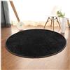 YOUCAI Tappeto Rotondo Soggiorno, Morbido Moderno Finta Pelliccia Soffice Pelo Lungo/Corto Antiscivolo Tappeti Camera da Letto Tappetini Shaggy,60cm,Nero-Corto