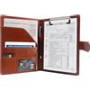 GraduationMall A5 Cartella per Conferenze con Fibbia Magnetica,Portfolio di Viaggio con Appunti Organizer Portadocumenti Portatile in Pelle PU Marrone