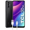 TCL 30SE Smartphone Dual Sim, Display 6.52 HD+, 64 GB, 4GB RAM, Tripla Camera da 50 Mpx, Android 12, Batteria 5000 mAh, Space Gray, Versione con Cavo USB Type-C Aggiuntivo, 1m, Italia