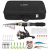 Lixada Combinazione Canna da Pesca e Mulinello Portatile Set di Mulinelli da Spinning Canna da Pesca Telescopica Lenza Esche Ganci Barrel Swivels con Carry Bag Kit Completo per la Pesca da Viaggio