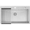Auralum Lavandino Cucina 75 x 45 cm, Lavello Cucina 1 Vasca con Gocciolatoio, Lavabo Cucina Acciaio Inox da Appoggio con Troppopieno, Sifone e Set di Drenaggio