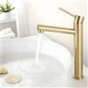 Tondiy Rubinetto Lavabo Alto Oro, Angolo di Uscita Dell'acqua Umanizzato, Miscelatore Monocomando da Appoggio per Bagno, Acciaio Inox 304, Acqua Calda e Fredda, Aeratore Rimovibile
