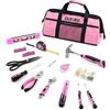 DOWELL Kit di attrezzi rosa da 140 pezzi per donne, ragazze, signore, set di attrezzi per la casa con borsa degli attrezzi da 35,6 cm