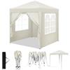 WOLTU Gazebo Pieghevole da Giardino, Gazebo Impermeabile Pop Up da 2x2m con Pannelli Laterali, Tendone da Esterno, Altezza Regolabile, Protezione UV, con Custodia, Beige