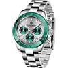 TYBERLEY Pagani Design Orologio al Quarzo Classico Uomo Movimento Giappone VK63 Lunetta in Ceramica Acciaio Inox Impermeabile Business Sport Cronografo Data, Verde-pd1644