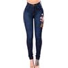 ZH8FCHAN Donna Ricamati Jeans Elasticizzati Jeans Donna Vita Alta Skinny Jeans Leggins Donna Stretti Pantaloni Push Up con Ricamato Pantaloni Slim Fit in Denim Ricamati a Fiori Taglia (Blu,S,S)