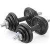 York Fitness Set di 2 manubri in ghisa, 20 kg, con pesi regolabili a mano, colore: Nero