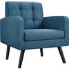Yaheetech Poltrona Lounge da Salotto Imbottita con Braccioli e Schienale Gambe in Legno Stile Moderno da Lettura/Riposo/Lavoro/Bar Blu/Tessuto