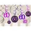 amscan-Decorazioni a spirale da appendere per 60° compleanno, rosa glitterato - (12 pezzi) - 1 confezione, 9900621