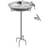 KHayRovies Abbeveratoio per Uccelli, Mangiatoia per Uccelli Selvatici, 92 x 27.5 cm, in Metallo, Decorazione da Giardino per aiuole o balconi (Argento retrò)