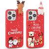 Yoedge Rosso Custodia per Apple iPhone 13 6,1, Natale Cover Morbida TPU Silicone con 3D Cervo Bambola Carino Cartoon Alce Disegni, Antiurto Natalizio Case per iPhone13, Babbo 1