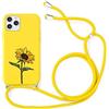 Yoedge Custodia per Apple iPhone 12 Pro Max Cover con Cordino Regolabile 6,7 Pollice, Ultra Sottile Morbido Silicone Leggero Soft TPU Bumper Shock Protettiva Case Stylish Pratico Cordino - Girasole