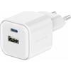 Swissten Caricatore Swissten TRAVEL CHARGER GaN 1x USB-C 35W PD + 1x USB-A 27W QC Colore: bianco