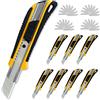 CCLIFE 8 pezzi cutter professionale taglierino 18 mm + 40 lame taglierino maniglia antiscivolo trincetto professionale per cartone moquette e bricolage