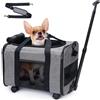 Babenest Trasportino per cani con ruote staccabili, approvato dalle compagnie aeree, trasportino per animali domestici di piccola taglia e gatti, con manico telescopico e tracolla, per auto, viaggi,