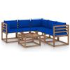 Senza Marca/Generico VidaXL Set Salotto Giardino con Cuscini Blu 6pz Legno Pino Impregnato