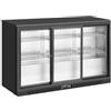 METRO Professional Frigo Vetrina per bevande con porta in vetro, 135 x 52 x 86.5 cm, alluminio/vetro, refrigerazione ventilata, con serratura e chiave (Nero, 308 L - porte scorrevoli)