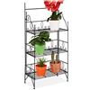Relaxdays Scaffale Porta Piante, 3 Ripiani, per Interni ed Esterni, Metallo, Fioriera Vintage, HxLxP: 100x50x25 cm, Nero