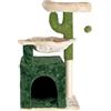 Aqpet Tiragraffi con Cuccia e Amaca in Sisal e tessuto, Alto 75 cm per il massimo divertimento del tuo gatto, Colore Beige/Verde