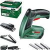 Bosch Graffatrice a batteria PTK 3.6 LI Office Set con cucitrice per carta e cucitrice per fascicoli, batteria integrata, 3.6 Volt, set di cucitrici, 30 colpi/min, in scatola metallica