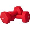 SPORTNOW Set 2 Manubri Esagonali da 4 kg in Metallo e Plastica con Impugnatura Antiscivolo, 19x9x9 cm, Rosso