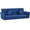 HOMCOM Divano Letto Clic Clac Multifunzionale con Schienale Regolabile e 2 Cuscini in Tessuto Vellutato per Soggiorno Moderno 215x83x87cm Blu|Aosom
