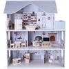 Teorema Casa Delle Bambole In Legno Casa delle bambole di legno Con Accessori mobili Piani Inclusi 2-6 anni Gioco Fai Te Dollhouse Grande 62x27x70cm(h)