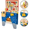 Banco Da Lavoro Per Bambini Legno da Lavoro Attrezzi di Legno Banco Giocattolo Accessori Gioco dai 2 Anni Giochi Cassetta Costruzione Trapano Regalo Utensili Educativi Kit Viti Officina 81x48x34cm