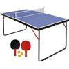 SportOne ping pong Tavolo pieghevole. Tavolo ping pong richiudibile e salvaspazio. Tavolo da ping pong in acciaio con maniglia, racchette, palline, rete e tendirete. Per uso regolare o allenamento.