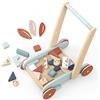 Yookidoo Carrello Primi Passi Cubetti Carrello Primi Passi Legno Montessori Carrello Multi attività a Spinta con Scomparto per Blocchi di Legno