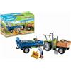 Playmobil Country 71249 Trattore con rimorchio, incl. cassete per il trasporto, trattore verde per la fattoria biologica, giocattolo sostenibile per bambini dai 4 anni in su