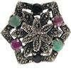 anello dodecaedro argento 925 radici rubino zaffiro smeraldo donna misura 20