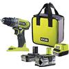 Ryobi R18PD2-242S Trapano Avvitatore a Percussione a Batteria 18V ONE+, Include Una Batteria 2.0Ah e Una Batteria 4.0Ah, 2 Velocità, 24 Regolazioni di Frizione, Luce LED