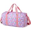 RAVUO Duffle Bag per Ragazze, RAVUO Water Resistant Travel Overnight Weekend Bag Carry On Bag per Palestra Sport Dance con Scomparto Scarpa e Tasca Bagnata Unicorno