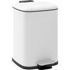 HOMCOM Bidone Immondizia da 12L a Pedale con Chiusura Silenziosa, in Metallo e PP, 24.5x32x34.5 cm, Bianco