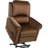 HOMCOM Poltrona Alzapersona Reclinabile a 135° e Massaggiante con Telecomando, 88x92x106 cm, Marrone Scuro