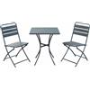 Fredi Set tavolo con 2 sedie da esterno pieghevoli in metallo antracite, Fredi Trosit