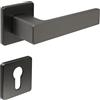 FELGNER maniglia per porta Bormio per cilindro europeo | maniglia per porta moderna e di alta qualità | ferramenta per porta con rosetta | per porte interne e delle camere | Antracite