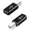 FirSea Adattatore da Tipo C Femmina a USB B Maschio, 2 Pezzi connettori Convertibili da USB Tipo C a USB B Compatibili con Stampanti, MIDI, Pianoforti elettrici, Sintetizzatori (Nero)