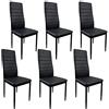 Homey - Confezione da 6 sedie imbottite per soggiorno, sala da pranzo. Finiture in ecopelle nera e gambe nere. Modello Döme Dimensioni: 39,5 cm (larghezza) x 37,5 cm (profondità) x 96 cm (altezza)
